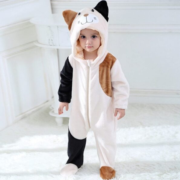 Cat Face Hooded Onesie Pajamas For Toddlers 2